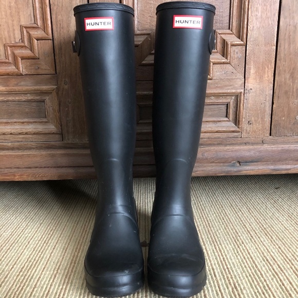 Hunter Shoes - Tall Hunter Boots- Matte Black size 8